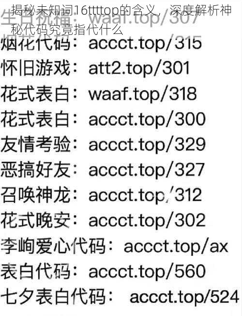 揭秘未知词16ttttop的含义，深度解析神秘代码究竟指代什么